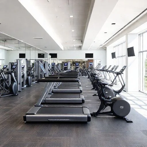 Sleek, minimalist design of a high-tech gym interior